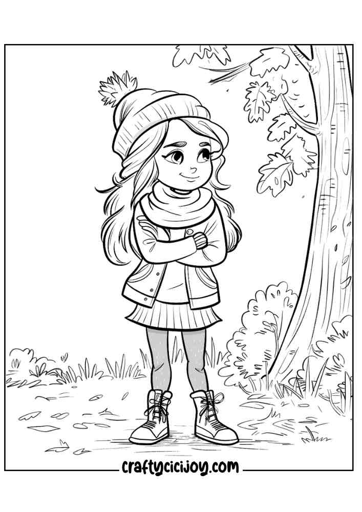 Fall Kids Coloring Pages 14