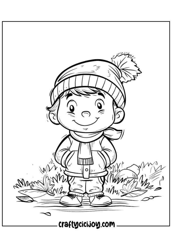 Fall Kids Coloring Pages 15