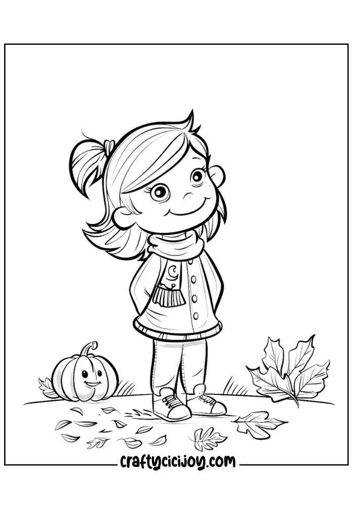Fall Kids Coloring Pages 16