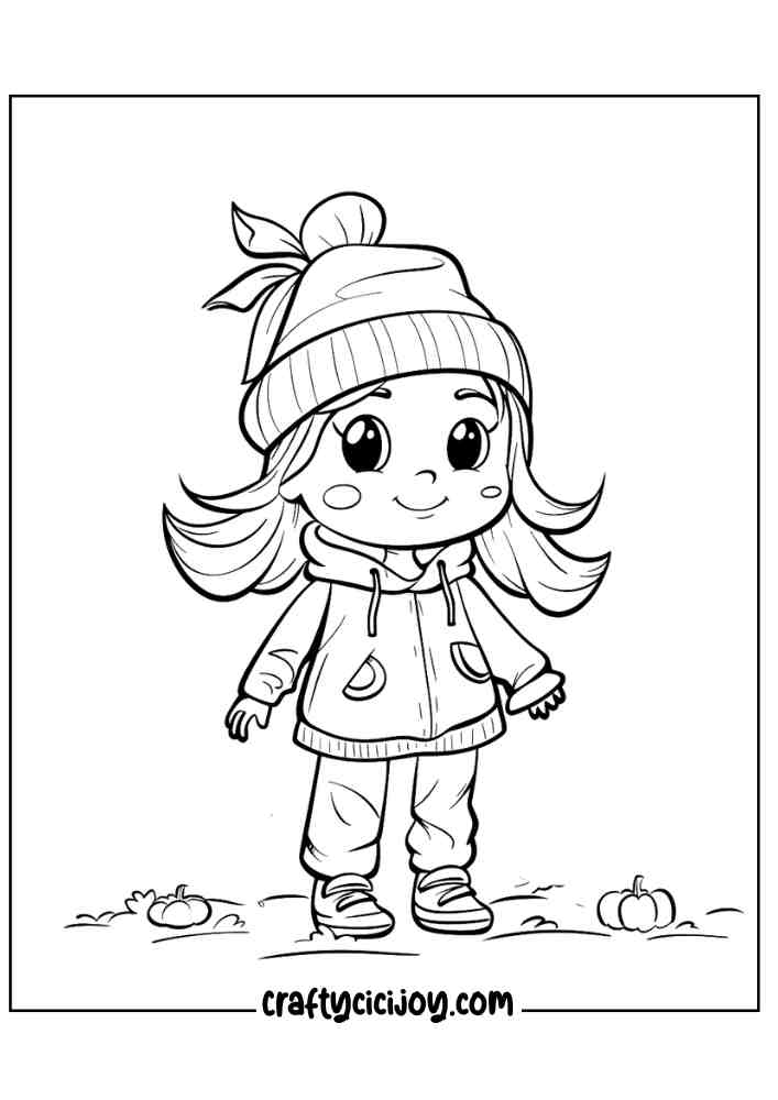 Fall Kids Coloring Pages 17