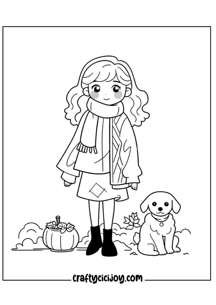 Fall Kids Coloring Pages 22