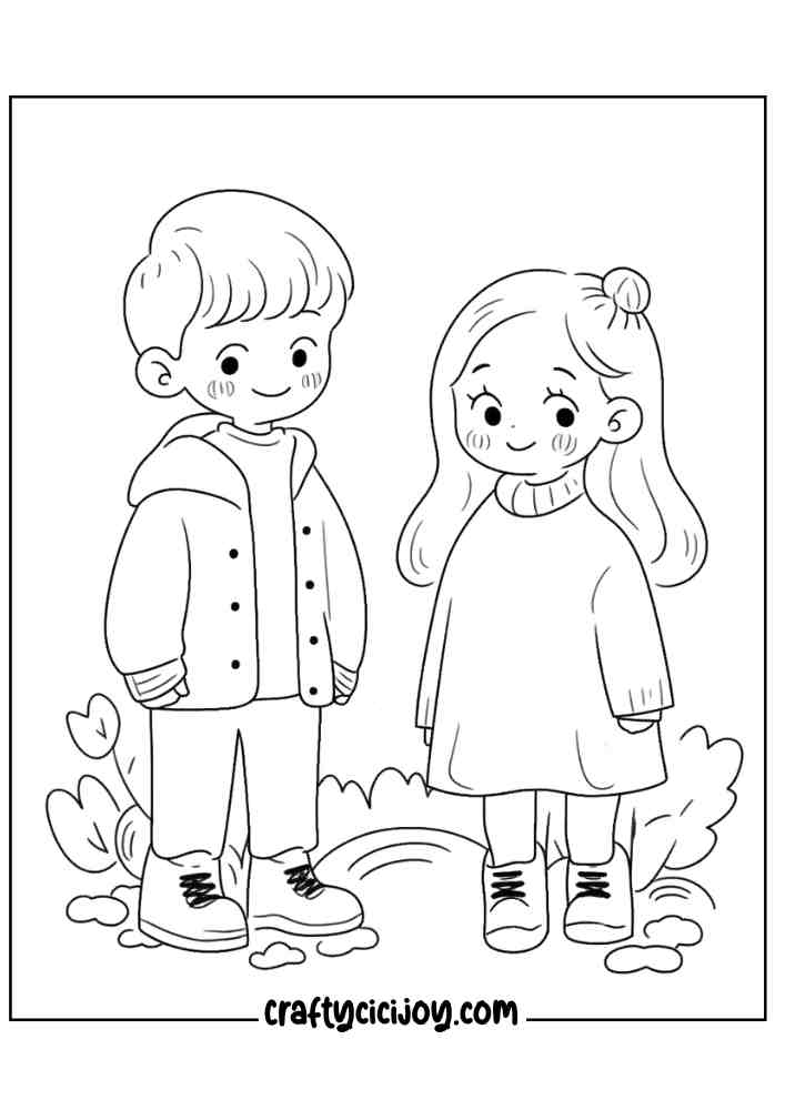 Fall Kids Coloring Pages 23