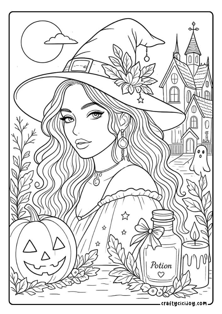 Halloween coloring page for adults