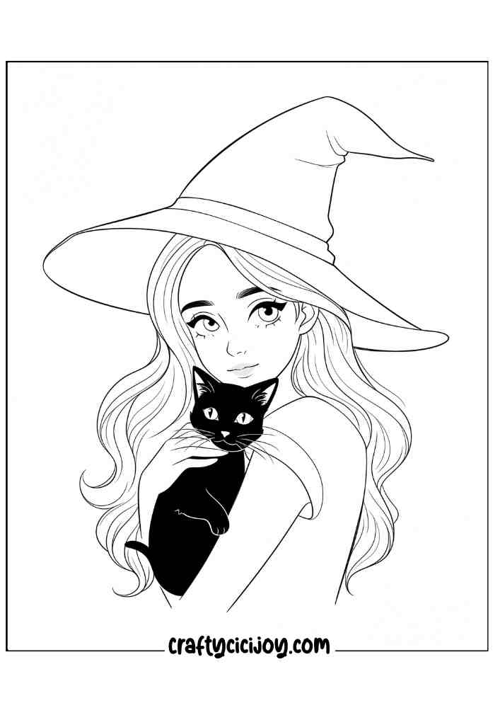 Witch Coloring Page 2