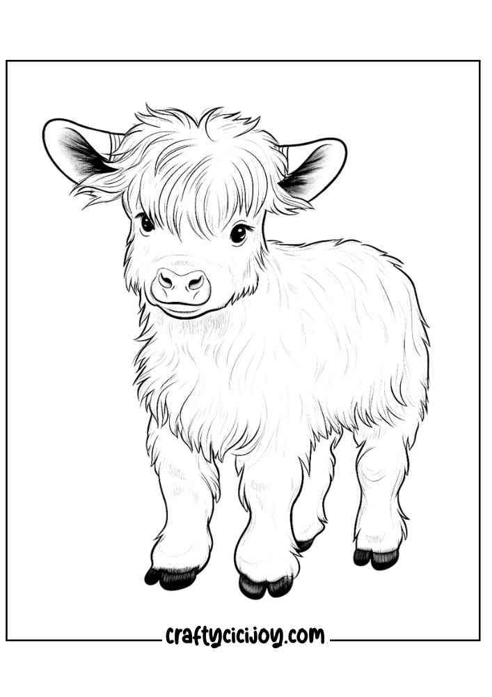 highland cow coloring page 13