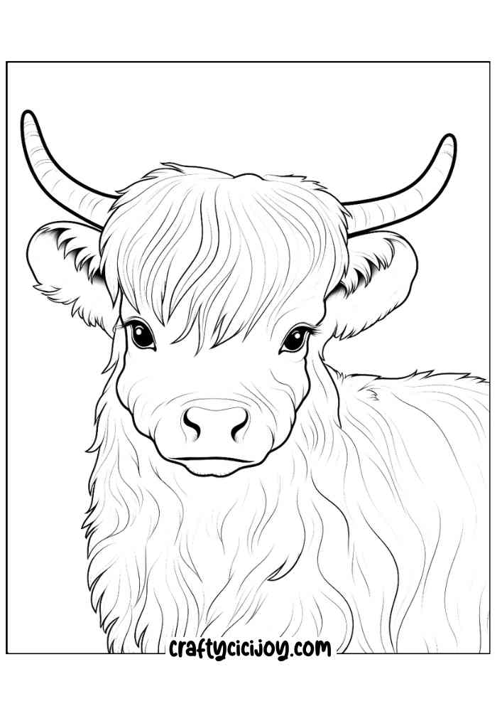 Highland Cow Coloring Pages (100% Free PDF Printable) - Crafty Cici Joy