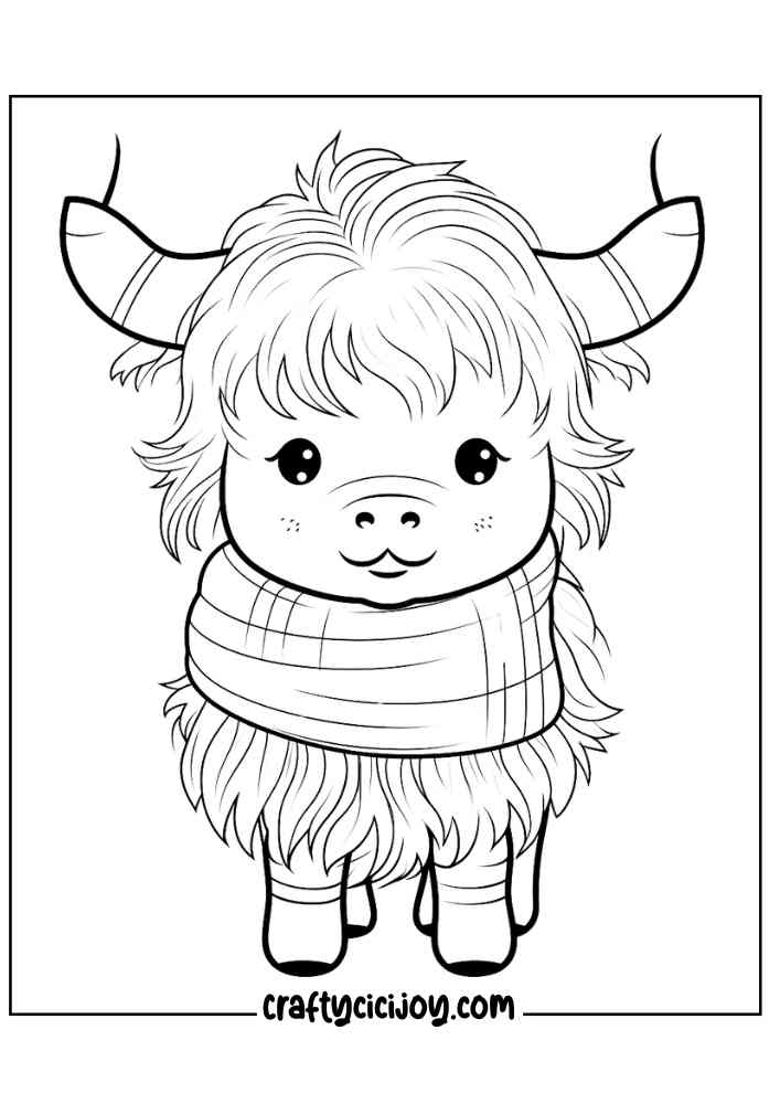 highland cow coloring page 23
