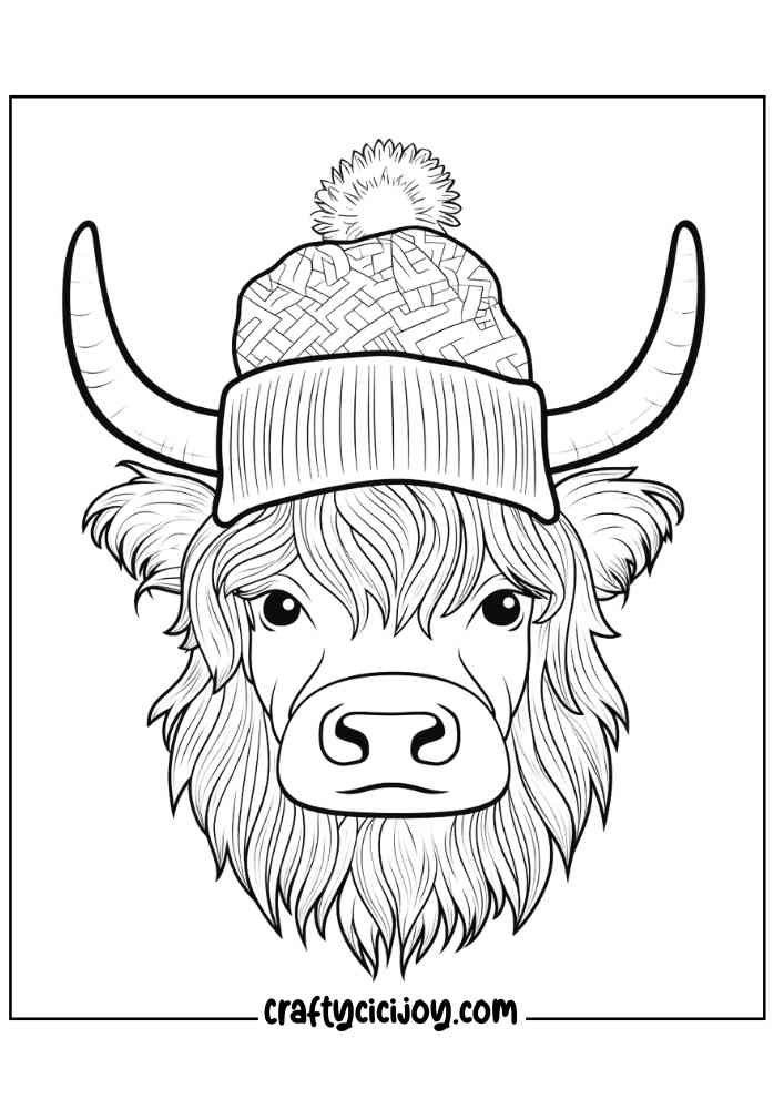highland cow coloring page 24