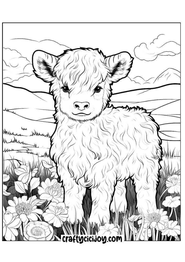 highland cow coloring page 25
