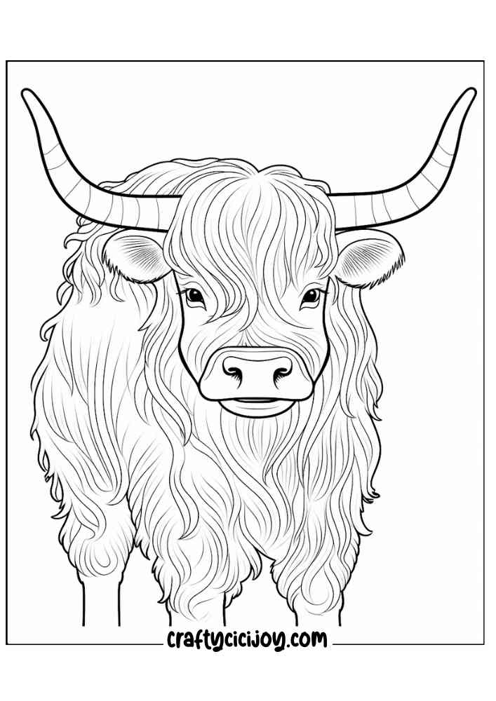 highland cow coloring page 27