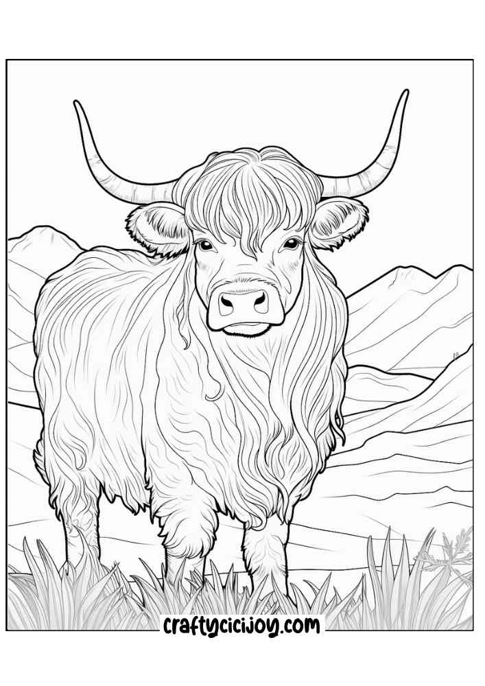 highland cow coloring page 30