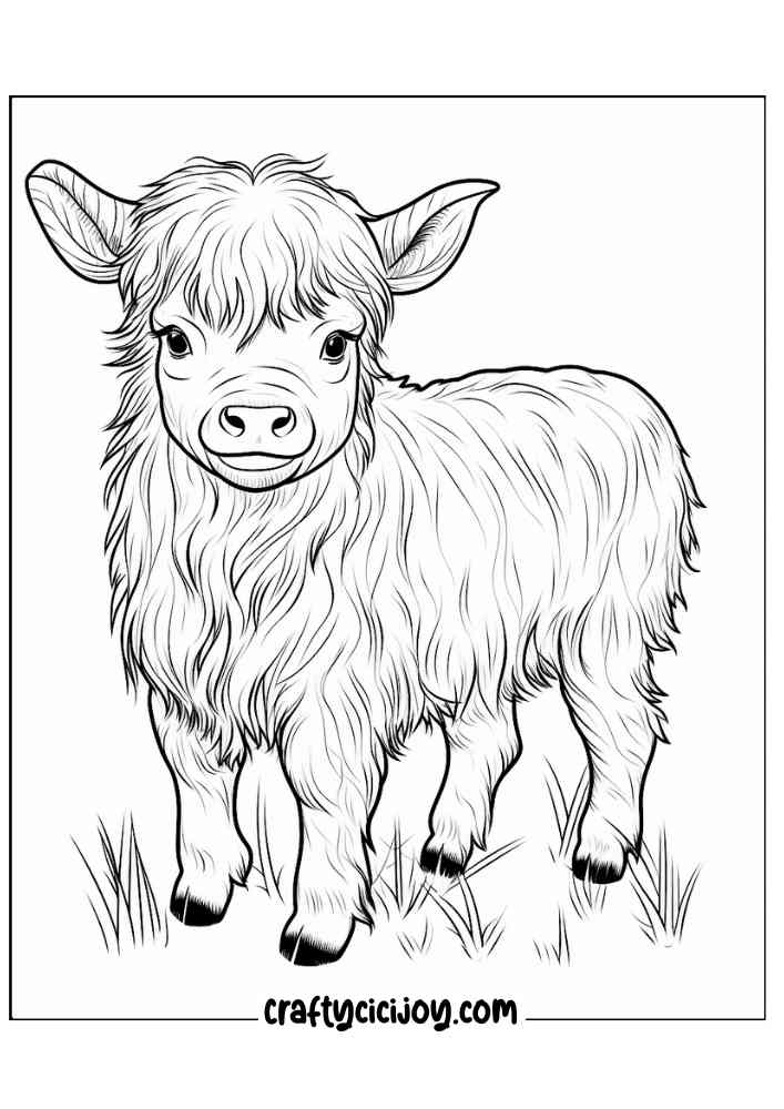 highland cow coloring page 32