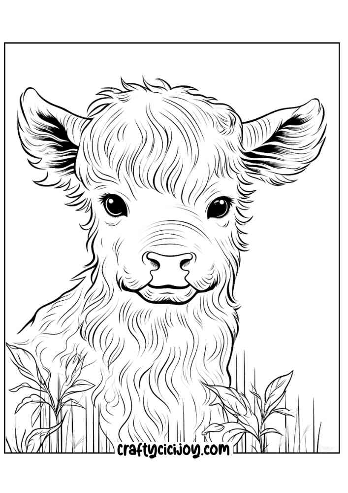 highland cow coloring page 34