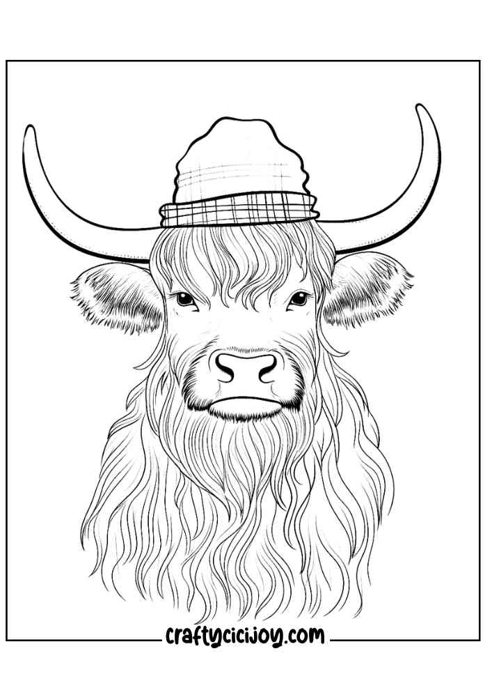 highland cow coloring page 8