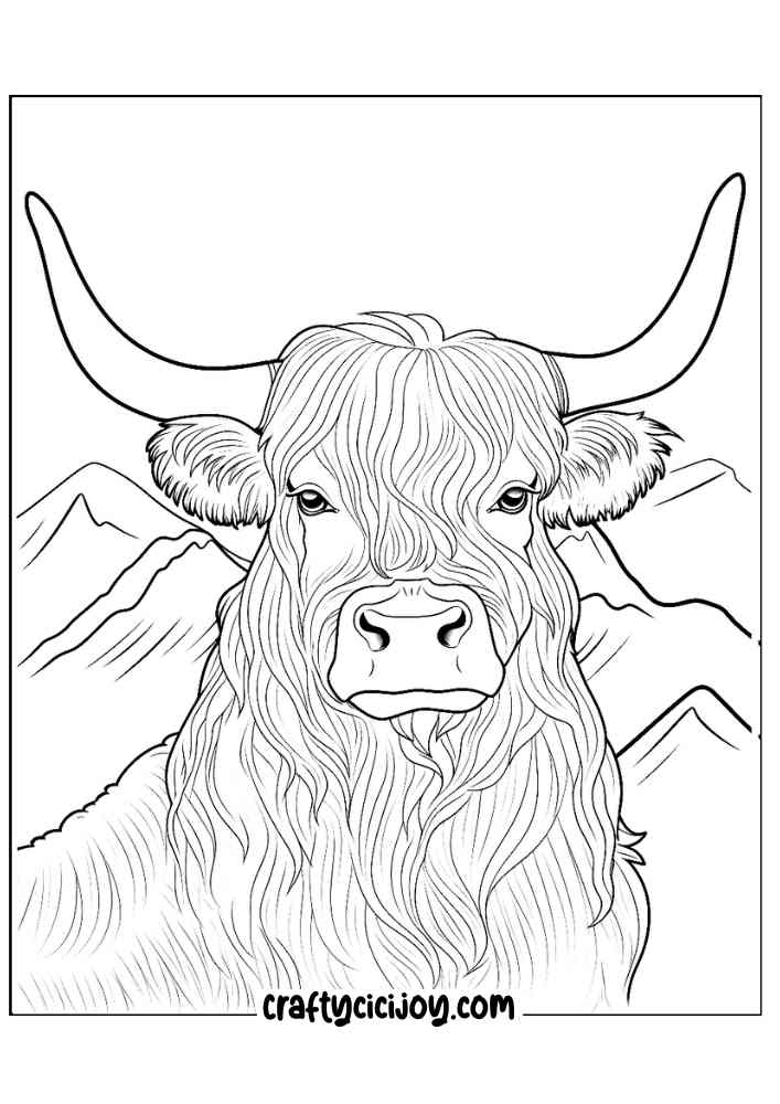 highland cow coloring page