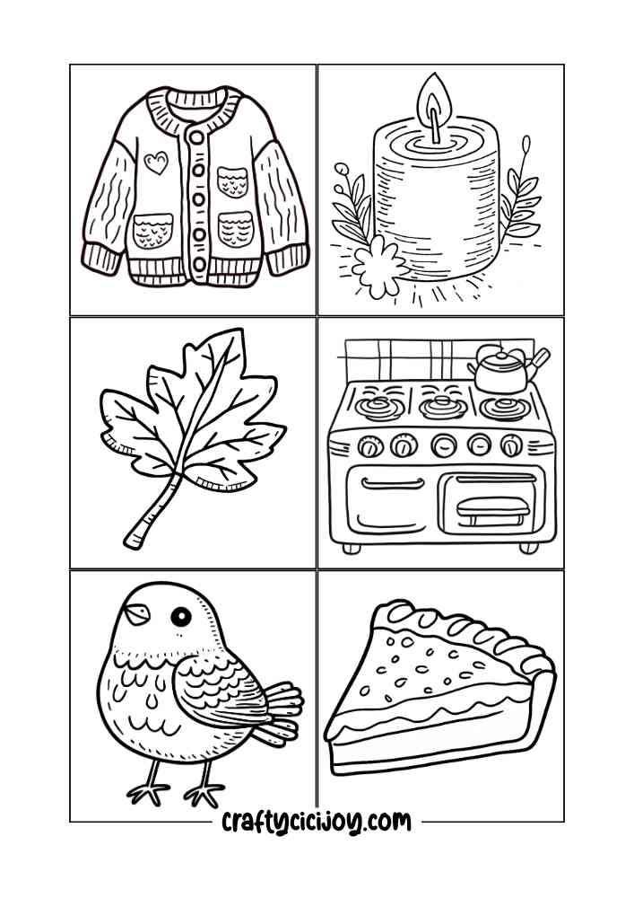 Fall Cozy Cute Coloring Page 2