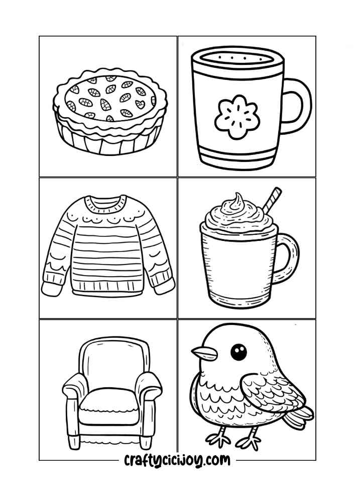 Fall Cozy Cute Coloring Page 4