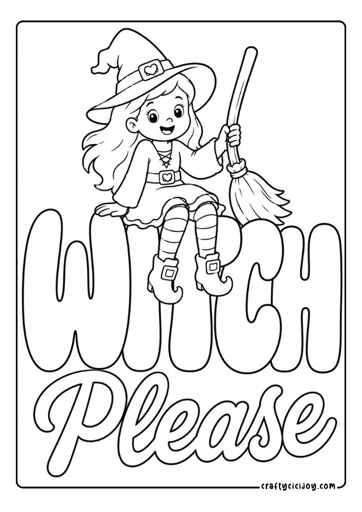 Witch Coloring Page 8