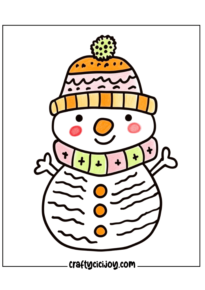 bold and easy snowman coloring page