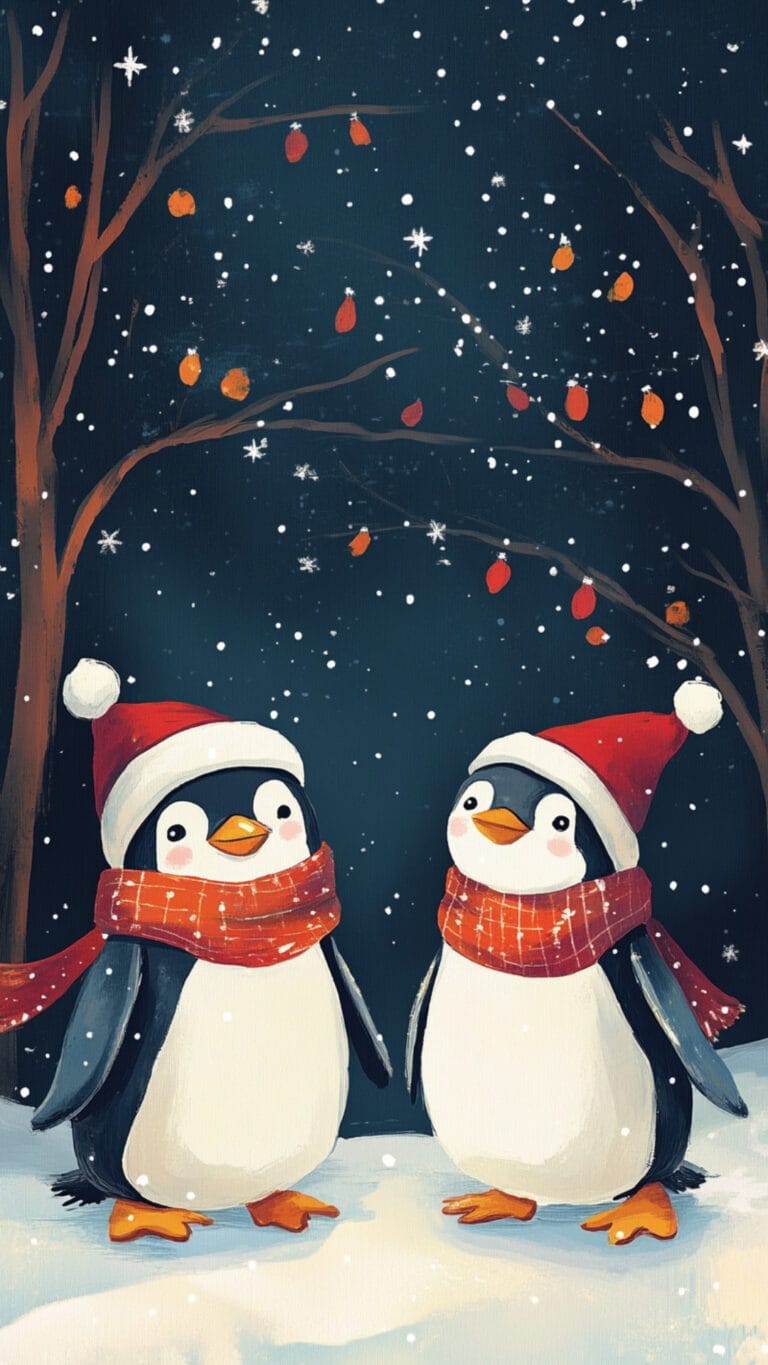 Christmas penguins background