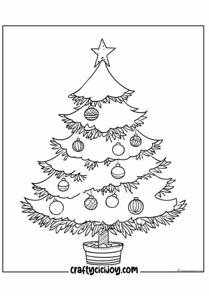 Christmas Tree Coloring Page 9