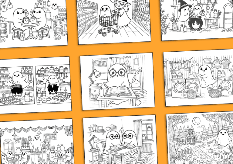 free Halloween ghost coloring book