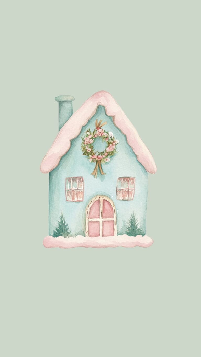 Pastel Christmas gingerbread house Wallpaper