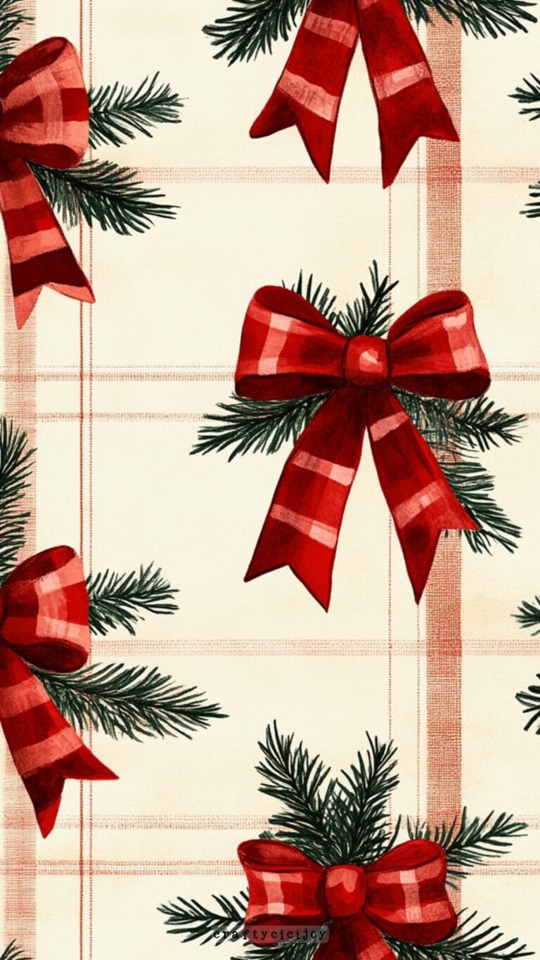 Red Bows Preppy Christmas Wallpaper