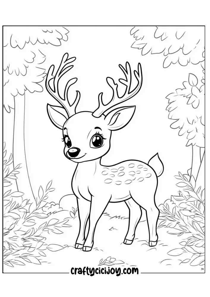 Reindeer Christmas Coloring Page 3
