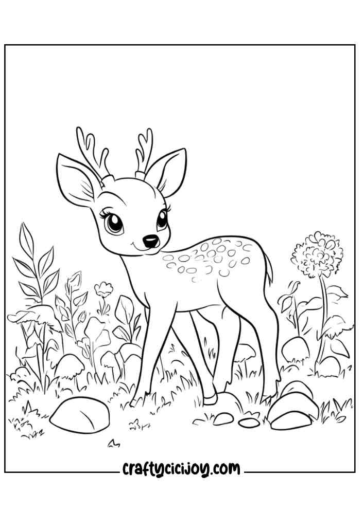 Reindeer Christmas Coloring Page 4