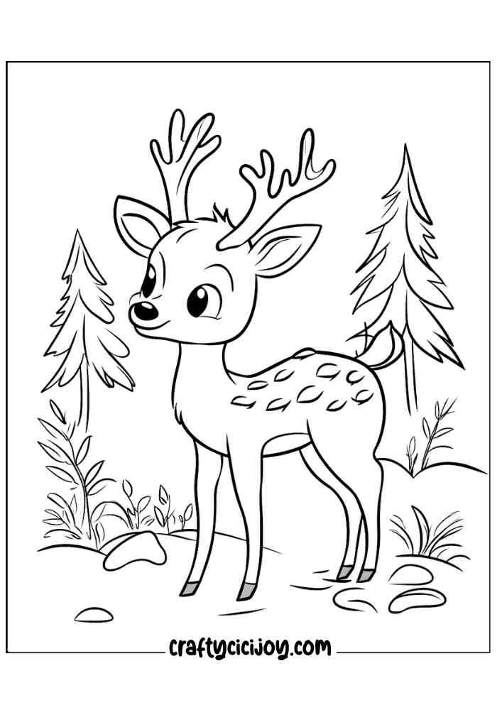 Reindeer Christmas Coloring Page 5