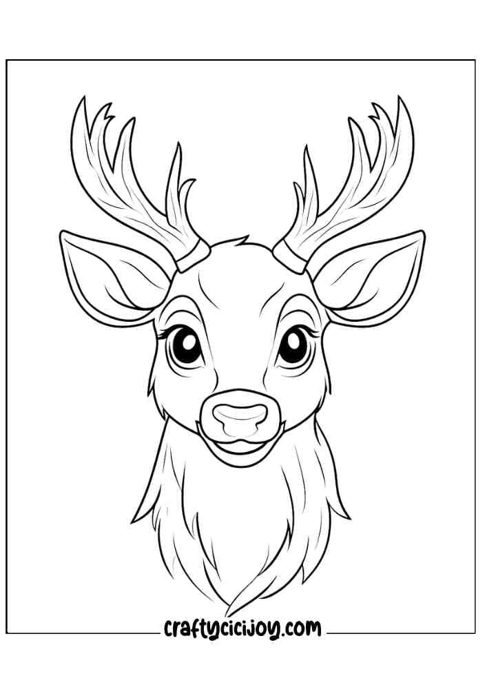 Reindeer Christmas Coloring Page 6
