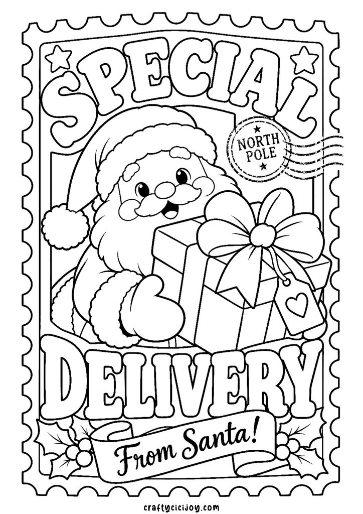 Santa Special North Pole Delivery Coloring Page