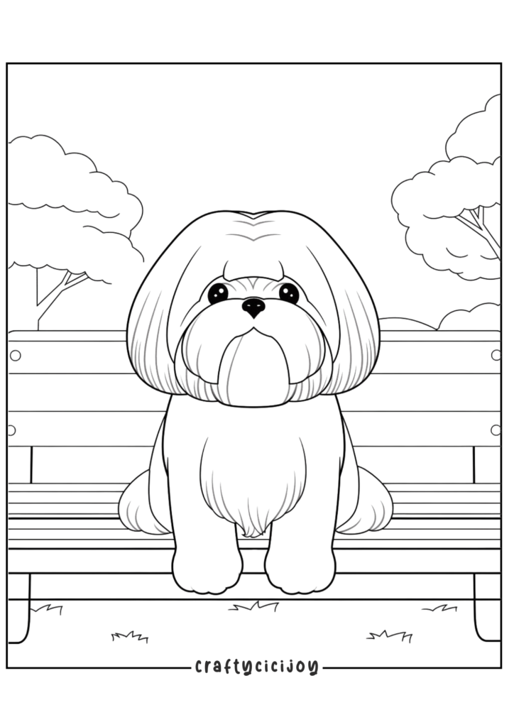 cute shih tzu coloring page