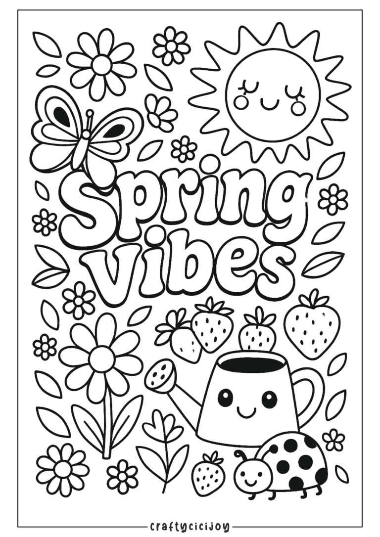 spring vibes coloring sheet