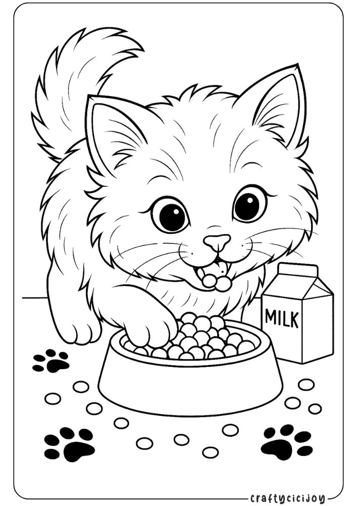 Kitten Coloring Sheets (Free PDF Printables) 6 kitten coloring sheets