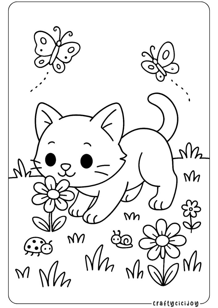 Kitten Coloring Sheets (Free PDF Printables) 7 6