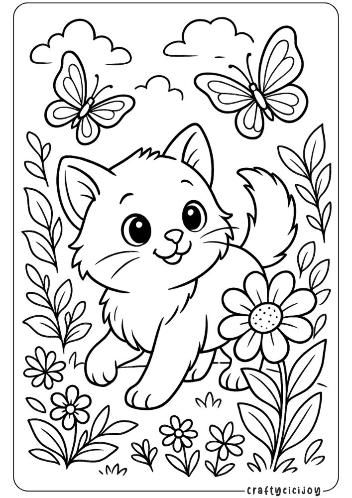 Kitten Coloring Sheets (Free PDF Printables) 9 8