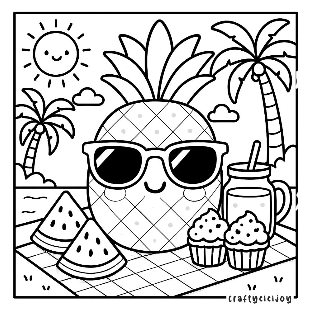 Cute Summer Coloring Sheets (15 Free PDF Printables) 7 Cute Summer Coloring Sheets 7