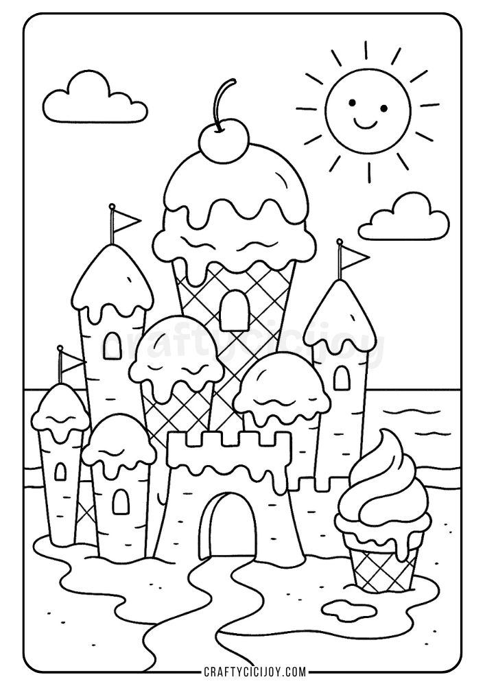 sandcastle coloring pages