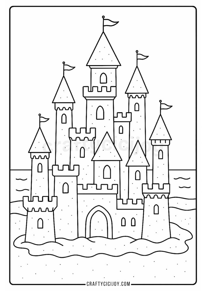 sandcastle coloring page
