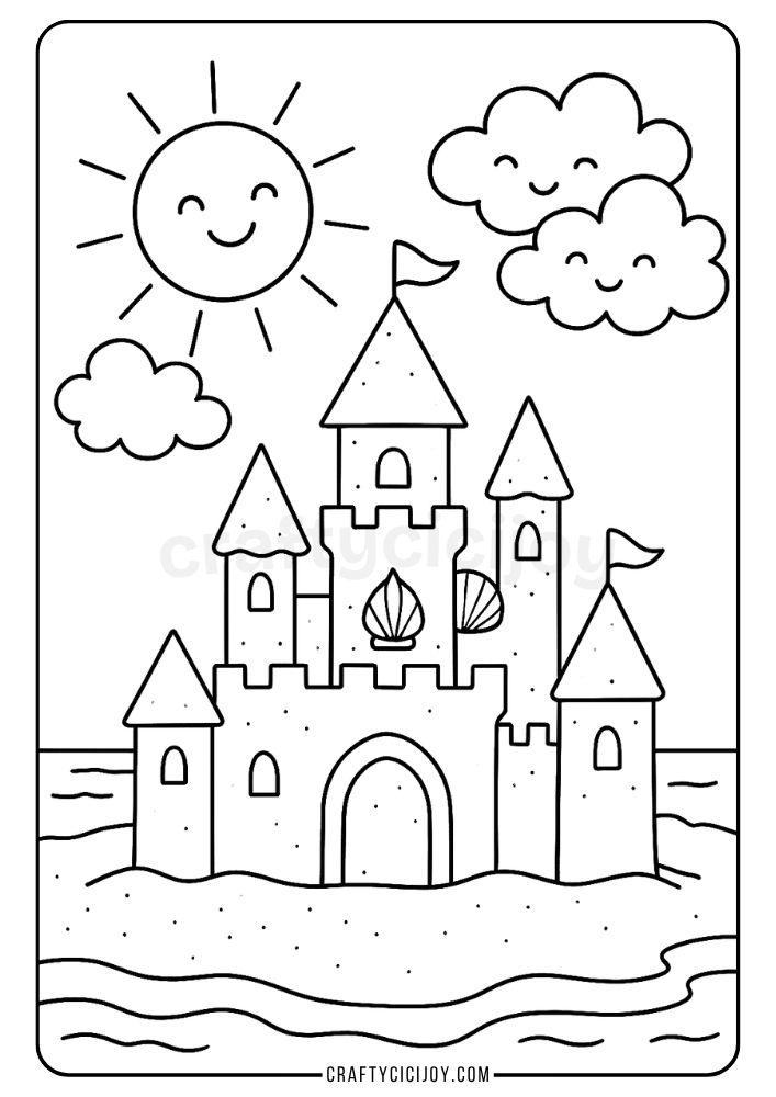 Sandcastle Coloring Page