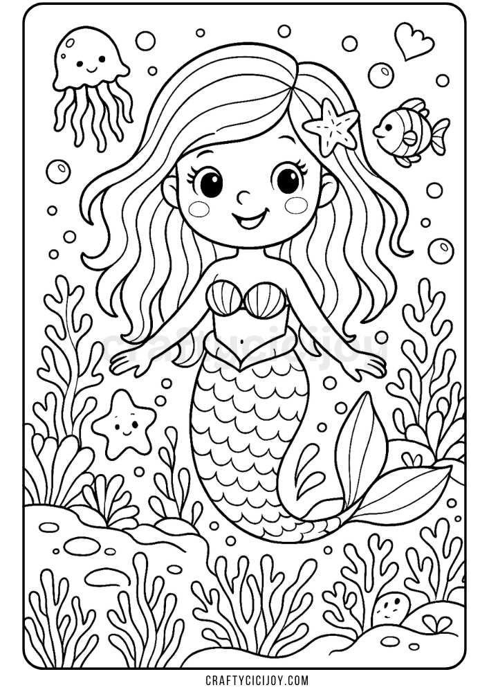 Mermaid Coloring Page 10