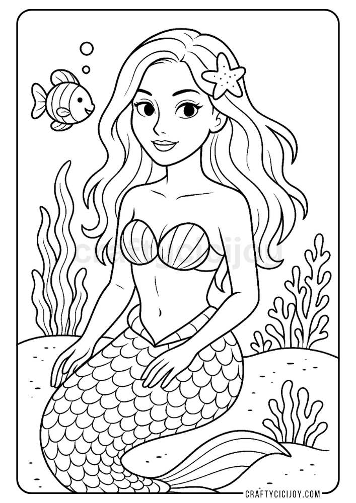 Mermaid Coloring Page 11