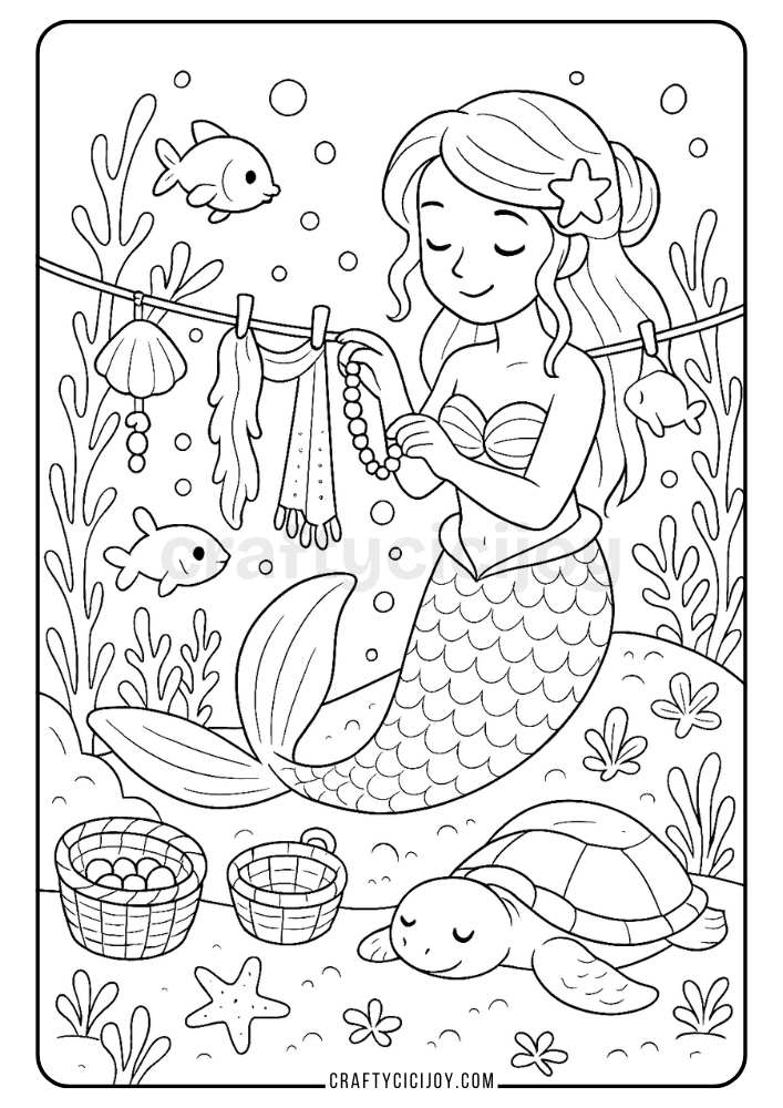 Mermaid Coloring Page 4