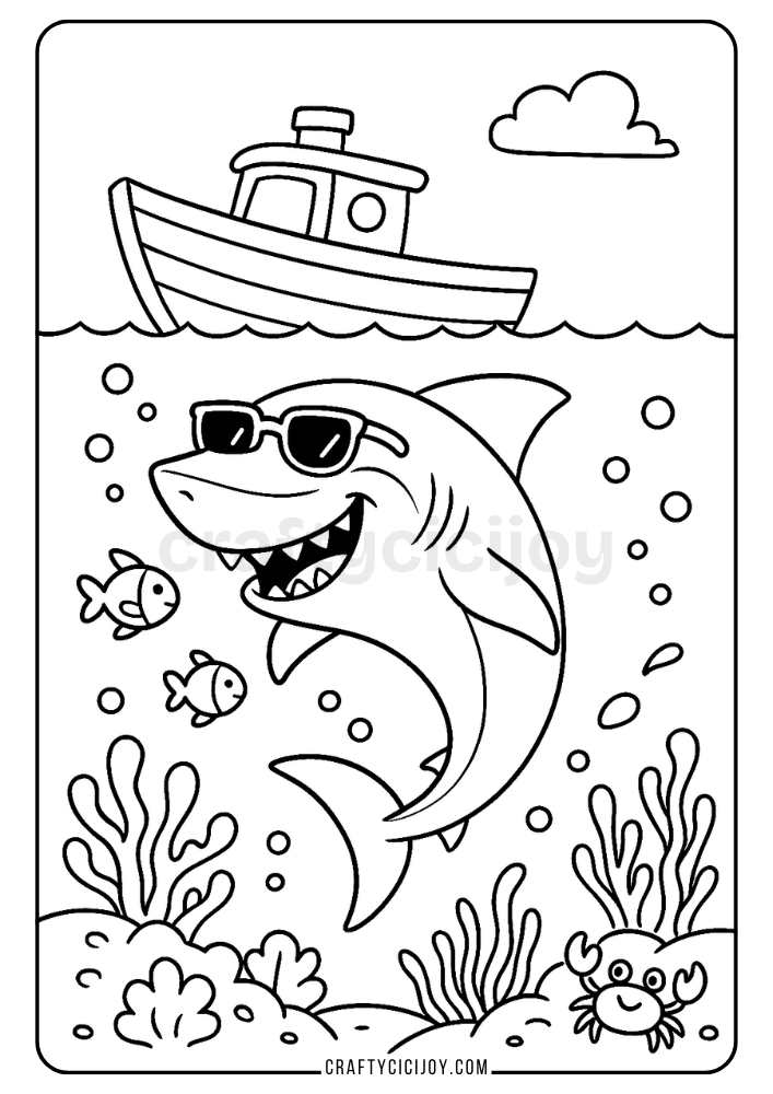 Shark Coloring Pages (15 Free Printable PDFs) 9 Shark Coloring Page 10