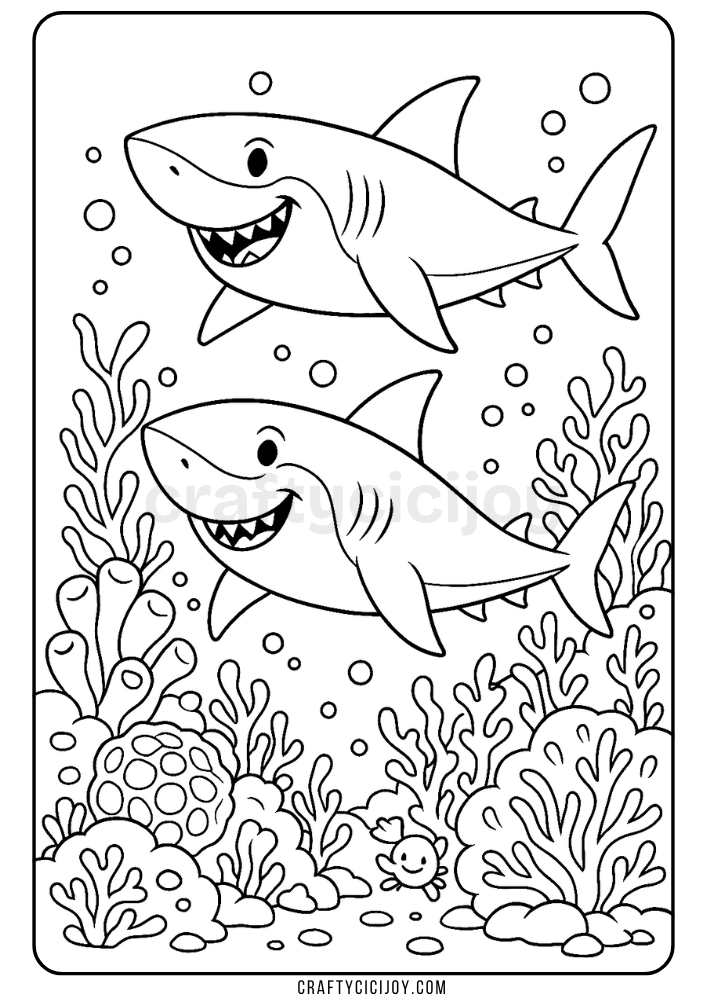 Shark Coloring Pages (15 Free Printable PDFs) 11 Shark Coloring Page 12