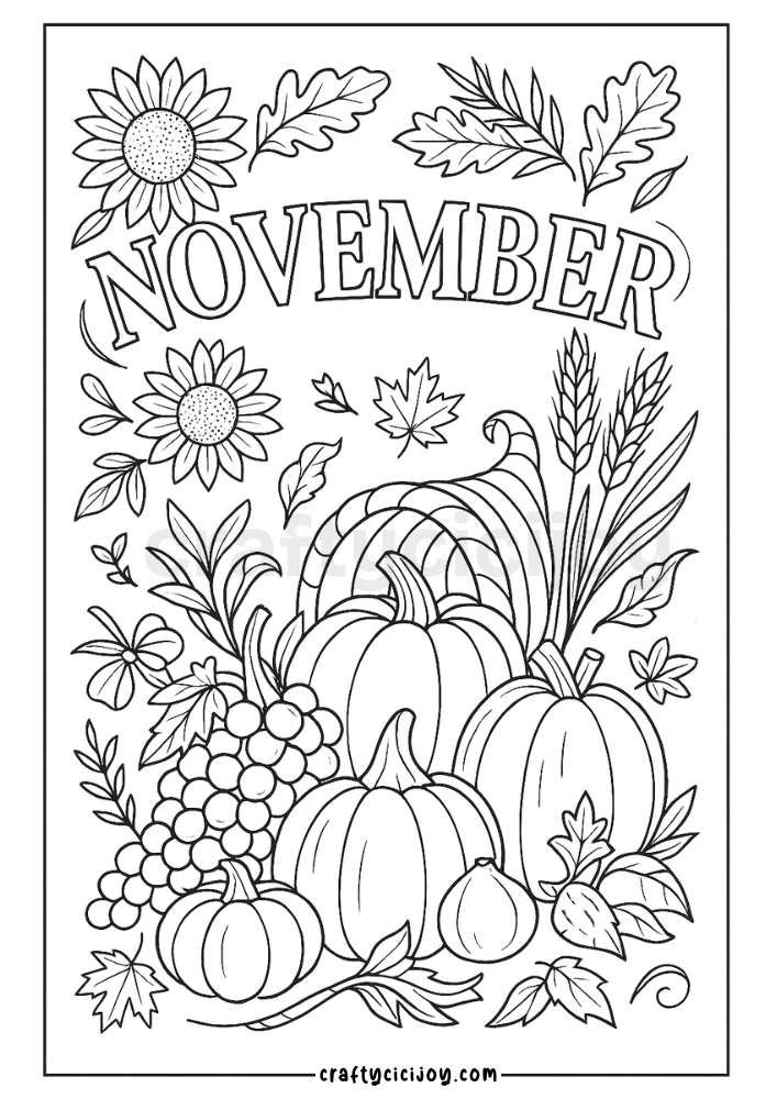 November Coloring Sheets (10 Free Printable PDFs) 1 1 4