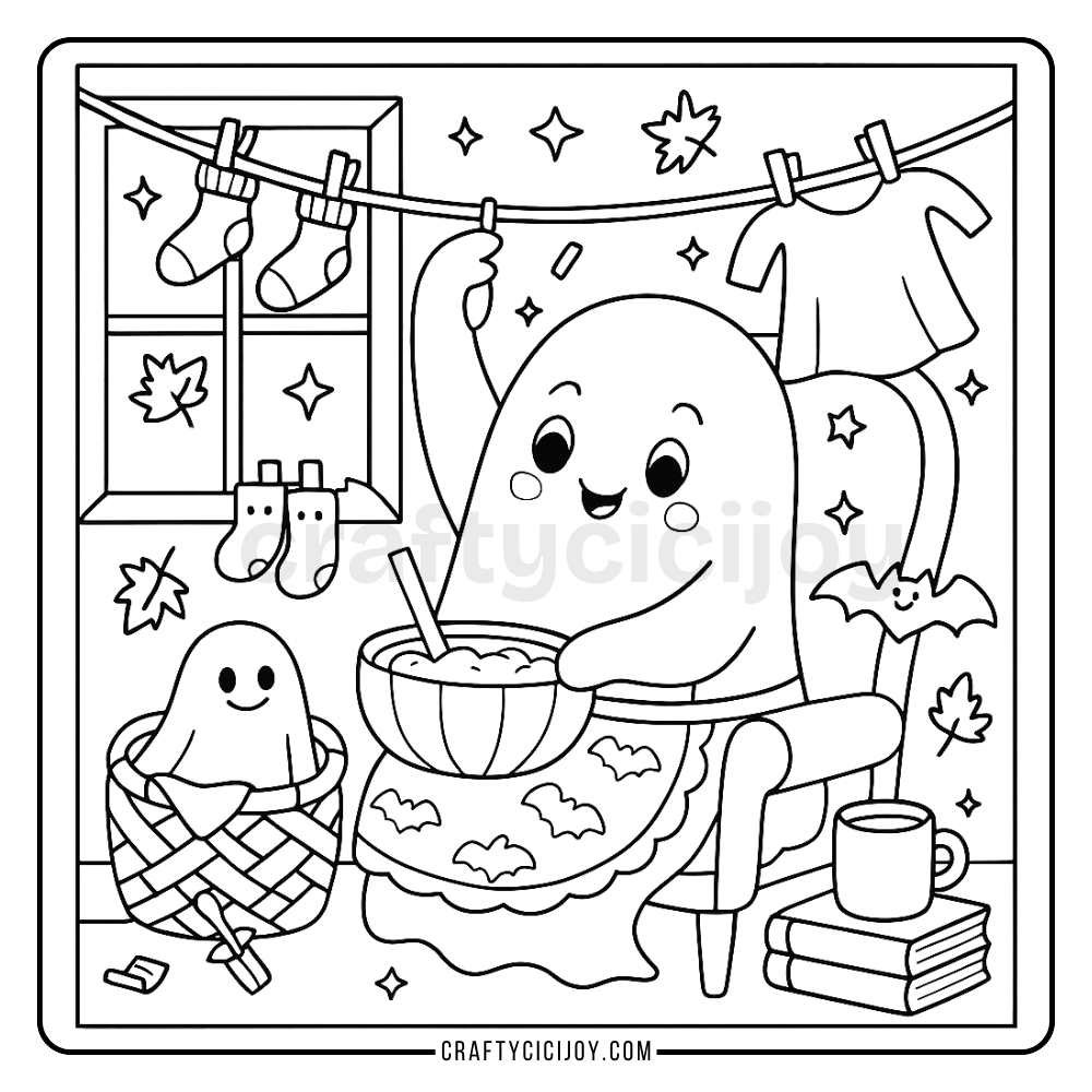 Free Cozy Halloween Coloring Pages (15 Printable PDFs) 15 15 1