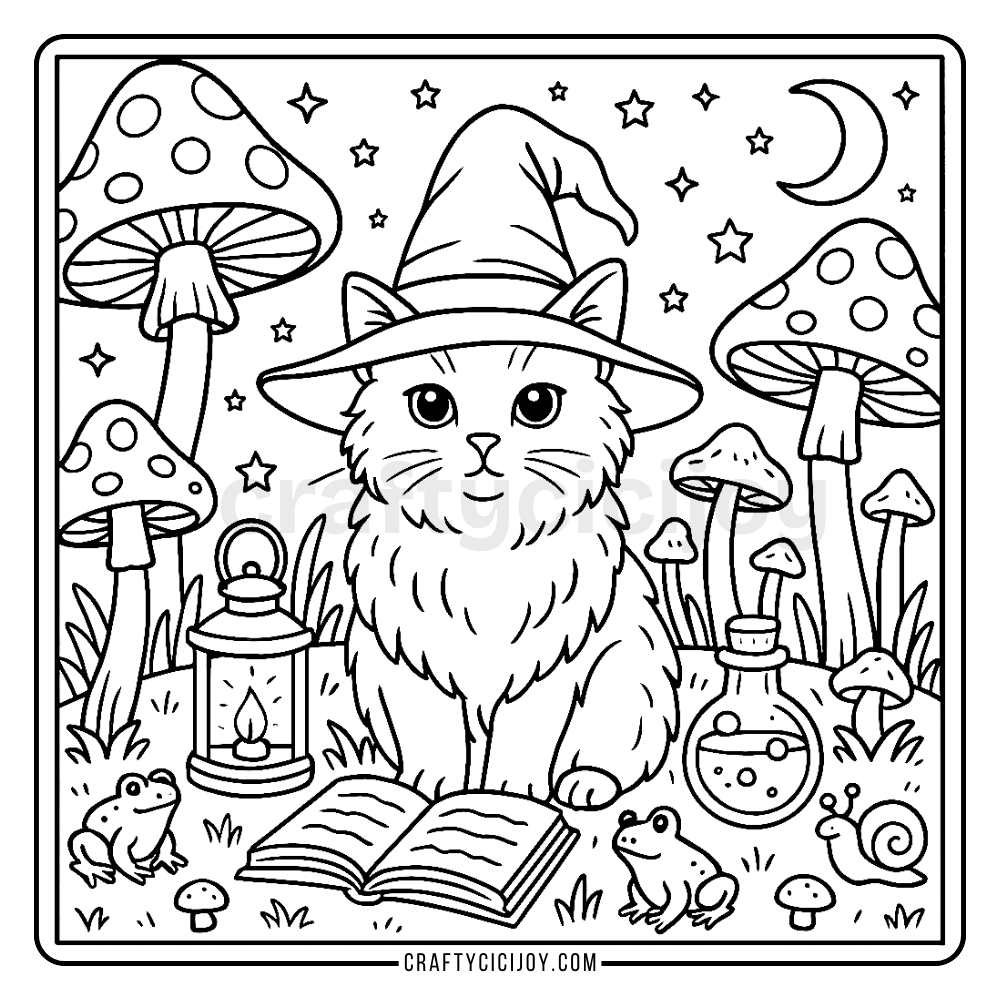 Free Cozy Halloween Coloring Pages (15 Printable PDFs) 2 free cozy halloween coloring pages